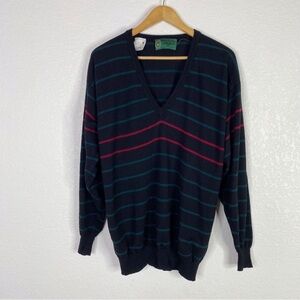 Hickey Freeman Bobby Jones Collection 100% Wool Striped Pullover Sweater